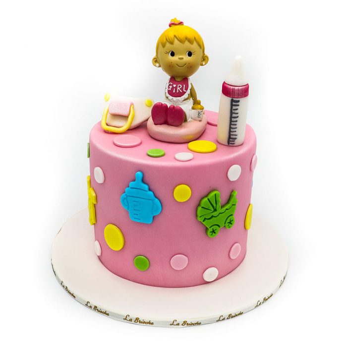 Baby Girl Figurine with Bib